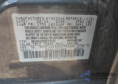 2014 Nissan Sentra S from USA, damaged, VIN 3N1AB7AP6EY218723